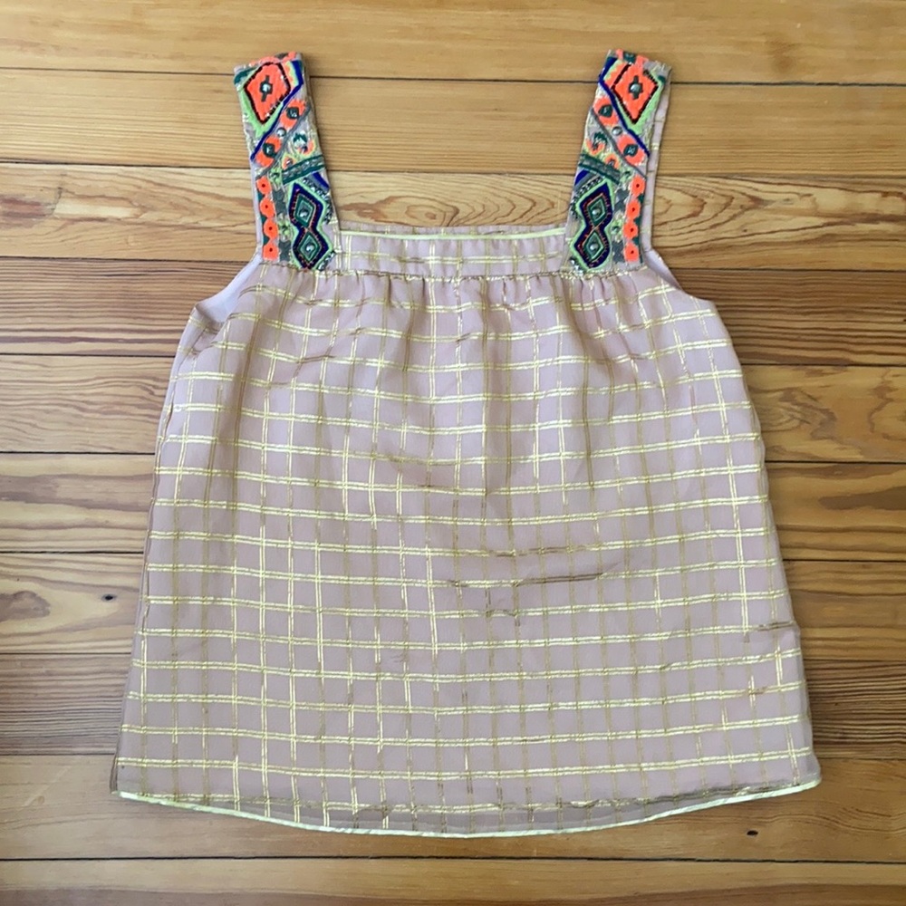 Shimmer blouse with embroidered straps✨